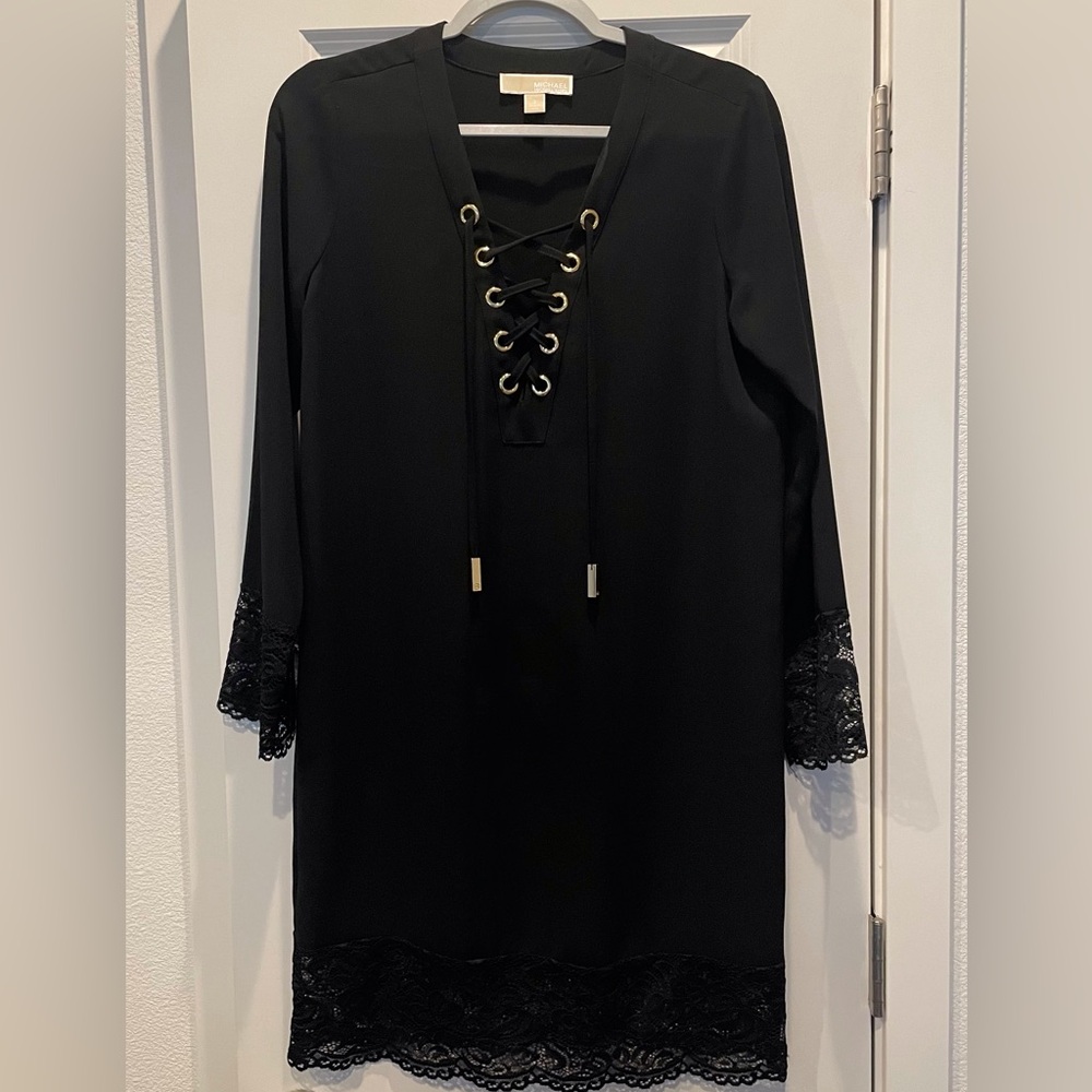 MICHAEL Michael Kors Lace Trimmed Dress, Black, Size 2